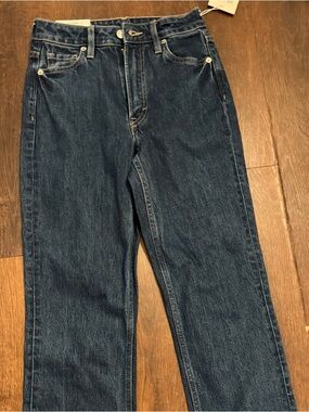 H&M Women's Straight-Leg Jeans in Dark Blue Denim